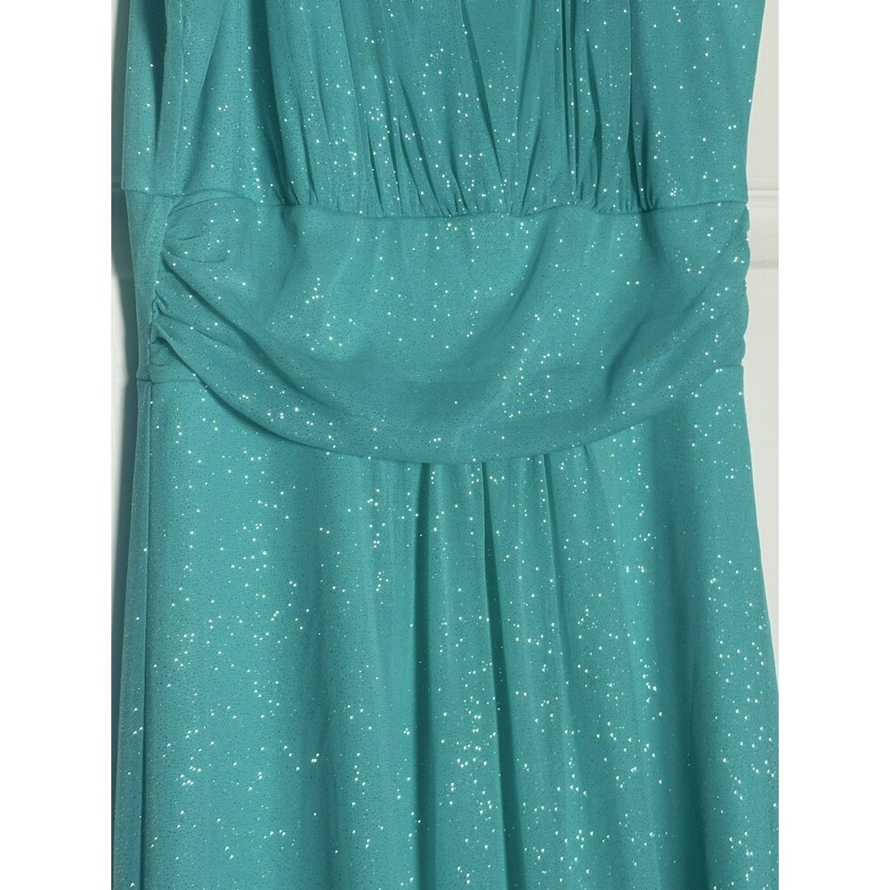 Sweet Storm Mint Green Glitter Maxi Dress Prom Formal Party Sleeveless SZ Large - Picture 9 of 16